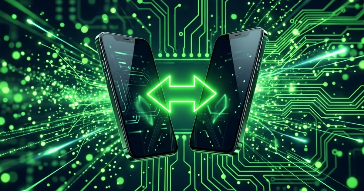 Abstrakte neon-grüne Netzwerk-Visualisierung zum Thema Anbieterwechsel zu fraenk