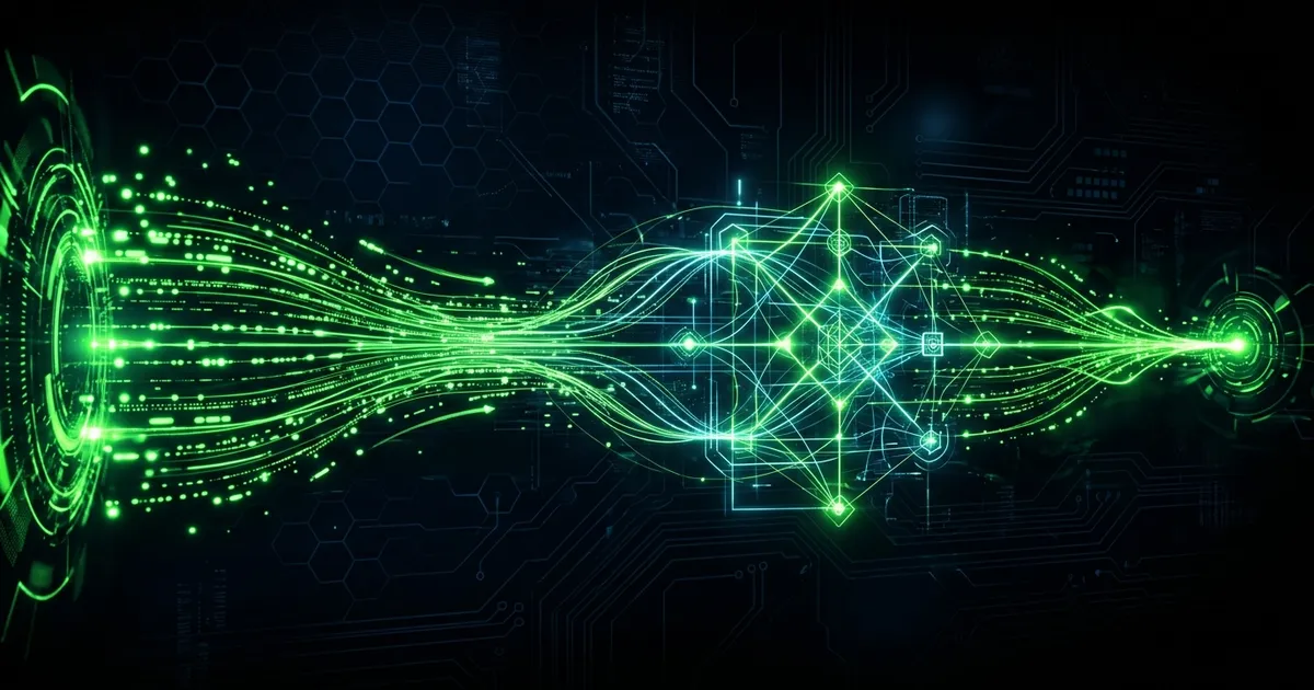 Abstraktes Tech-Banner mit Neon-Grün zur fraenk Rufnummernmitnahme